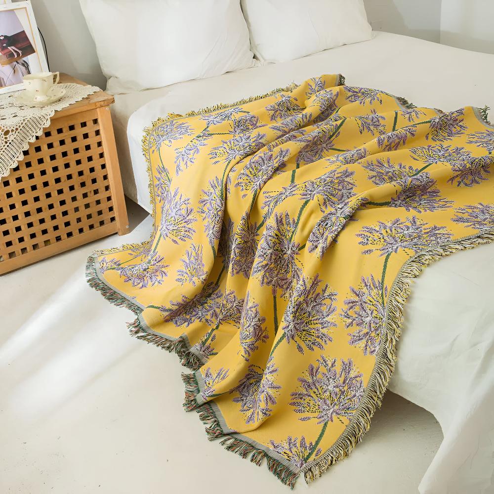 Throw Blanket Microfiber Blend Tassel Fringe Lightweight
