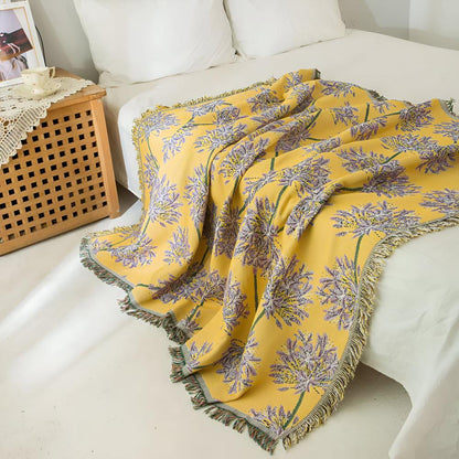 Throw Blanket Microfiber Blend Tassel Fringe Lightweight