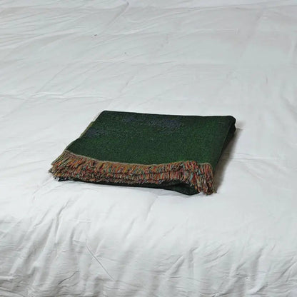 Throw Blanket Microfiber Cotton Blend Sheep Pattern Tassel Fringe