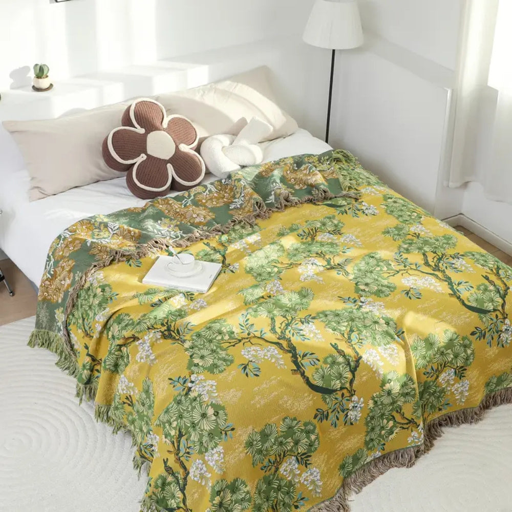 Throw Blanket Mulberry Tree Print 100% Cotton