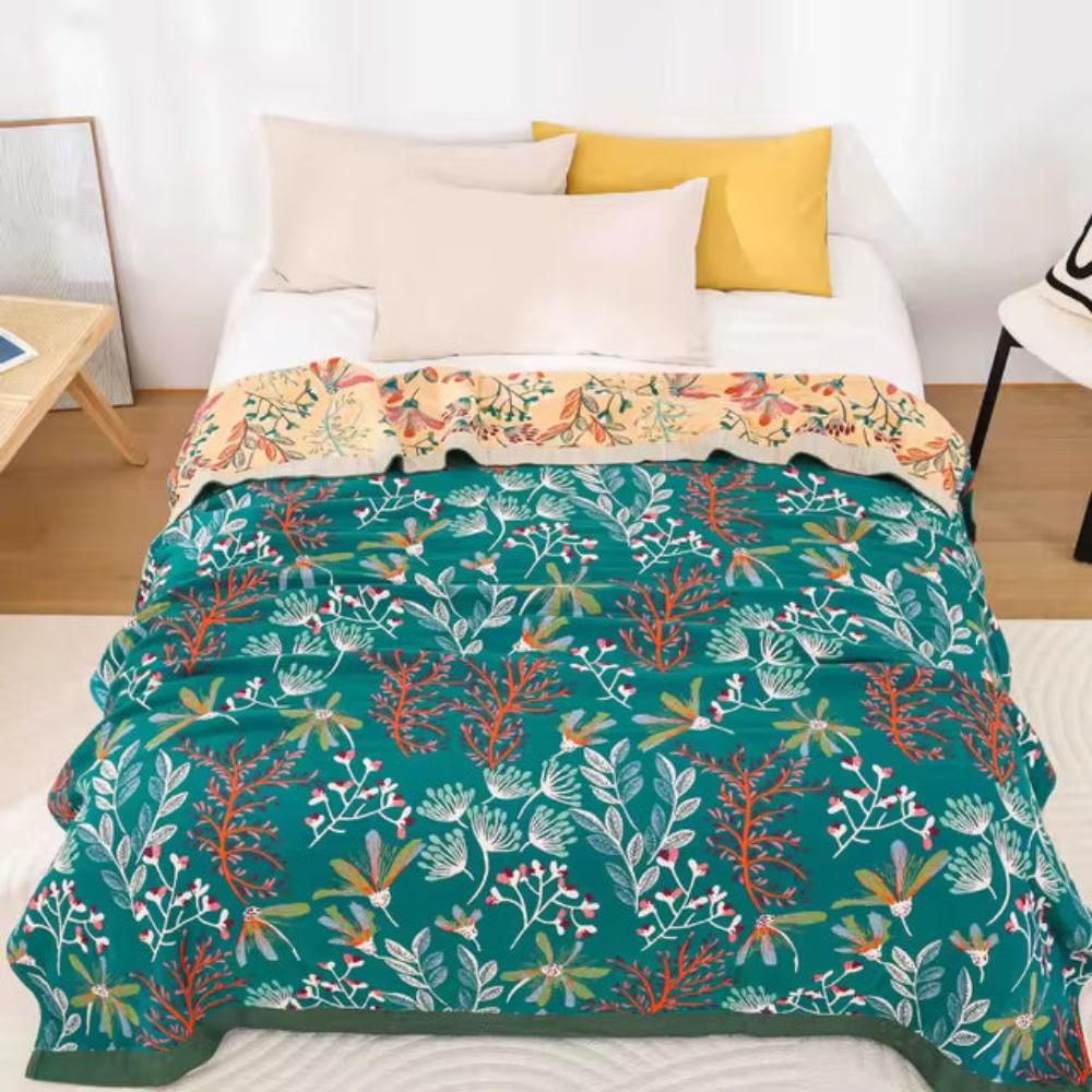 Throw Blanket Organic Cotton 4-Layer Gauze Oversized