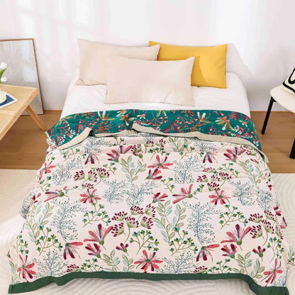 Throw Blanket Organic Cotton 4-Layer Gauze Oversized