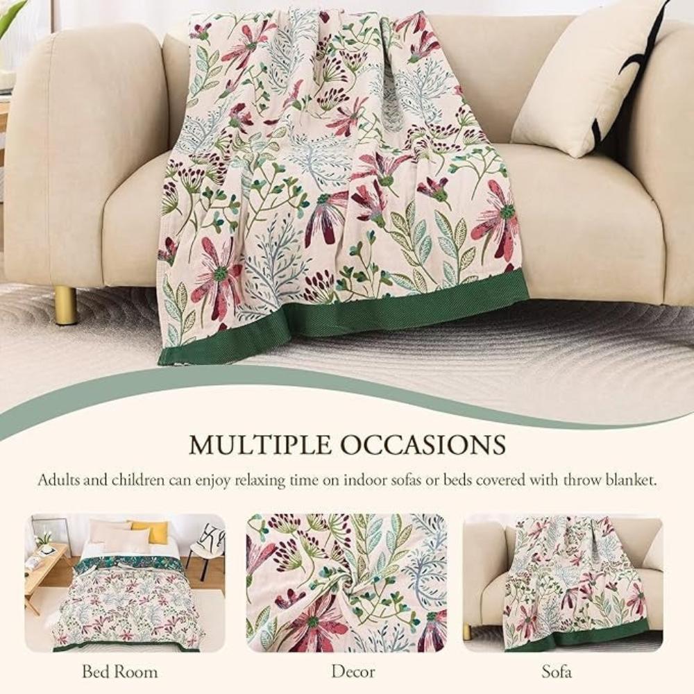 Throw Blanket Organic Cotton 4-Layer Gauze Oversized