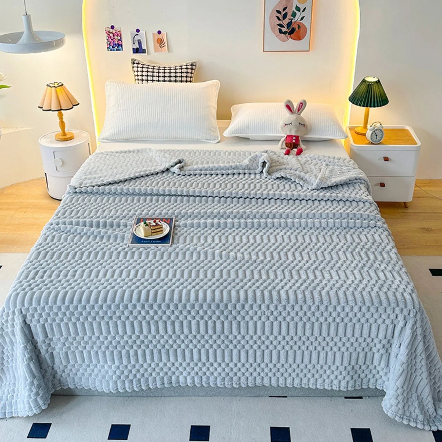 Throw Blanket Pebble-Textured Ultra-Soft Microfiber