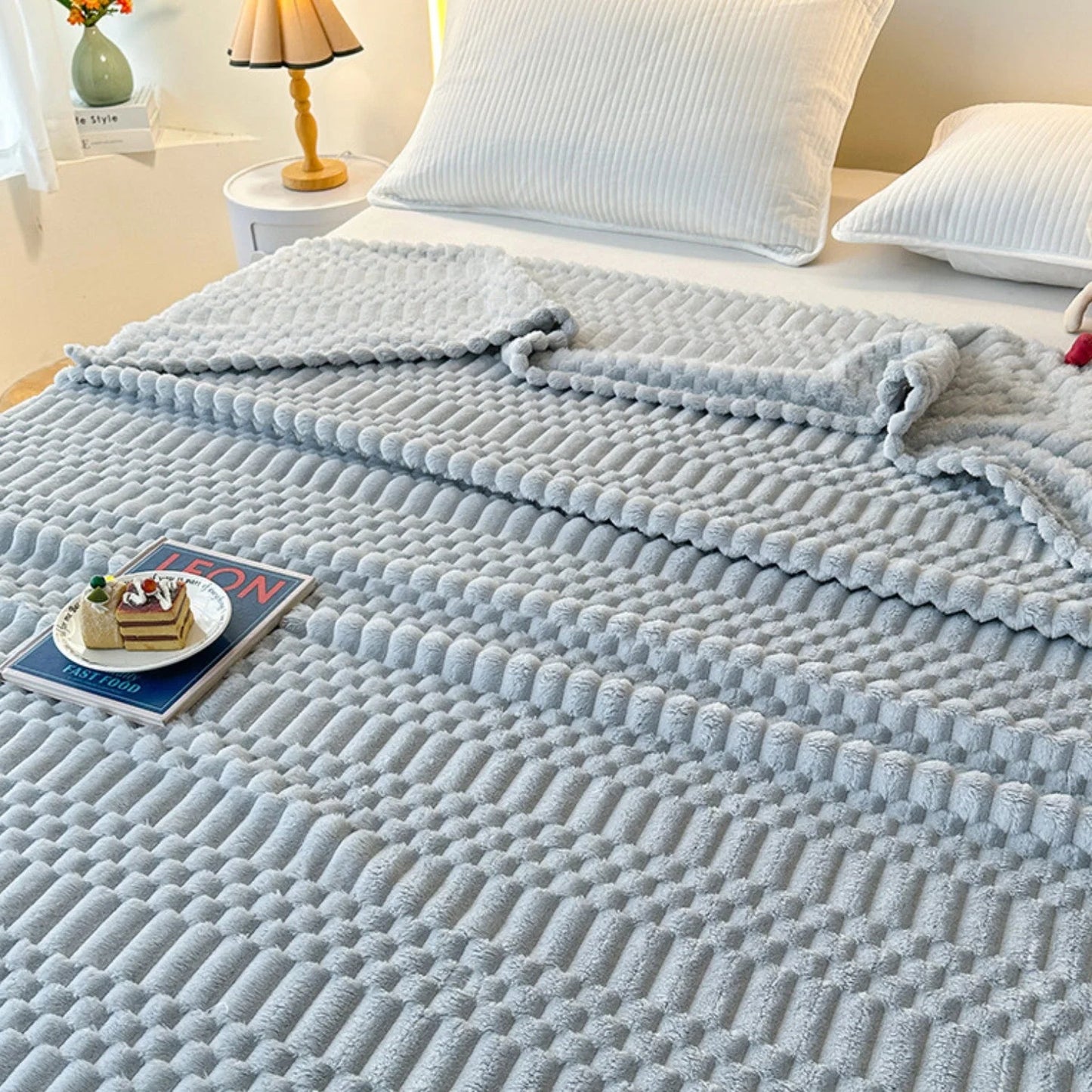 Throw Blanket Pebble-Textured Ultra-Soft Microfiber