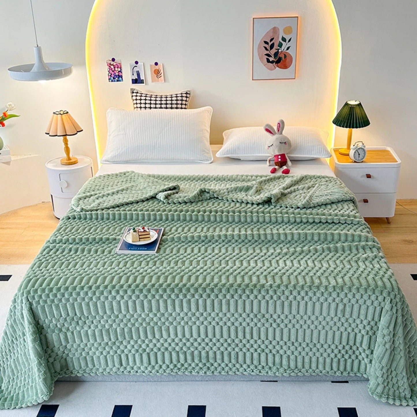 Throw Blanket Pebble-Textured Ultra-Soft Microfiber
