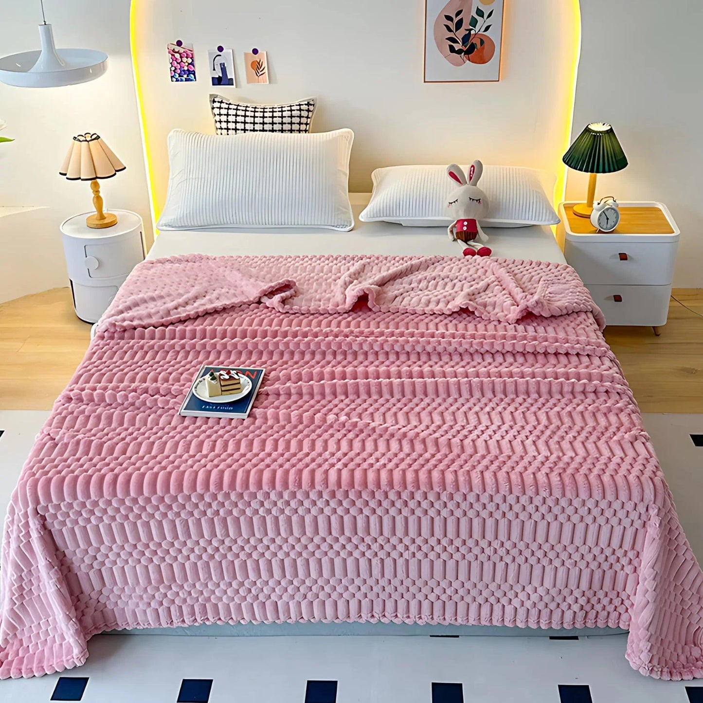 Throw Blanket Pebble-Textured Ultra-Soft Microfiber