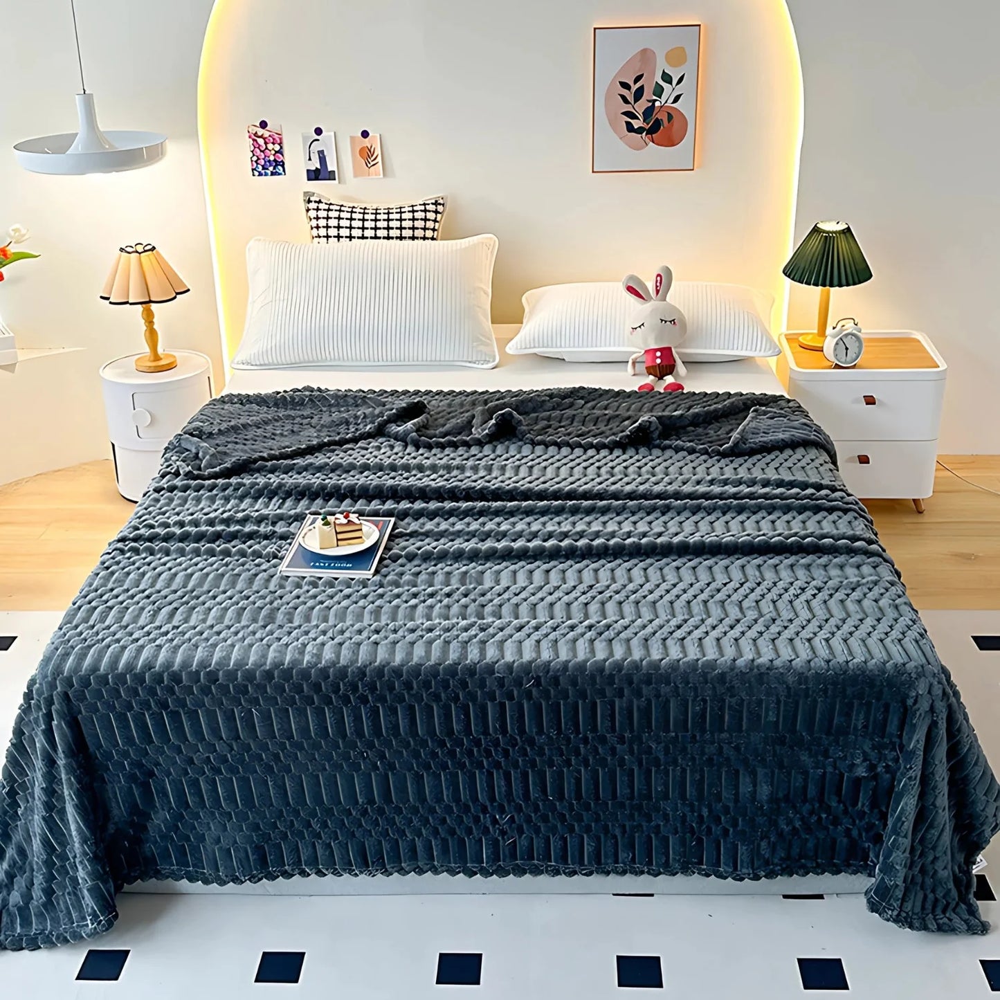 Throw Blanket Pebble-Textured Ultra-Soft Microfiber