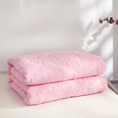 Throw Blanket Plush Jacquard Microfiber Blend Machine Washable