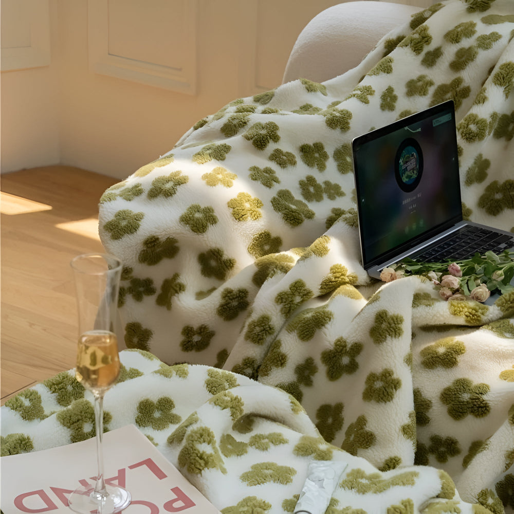 Throw Blanket Plush Microfiber Retro Floral 59x79