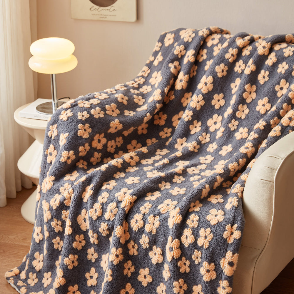 Throw Blanket Plush Microfiber Retro Floral 59x79