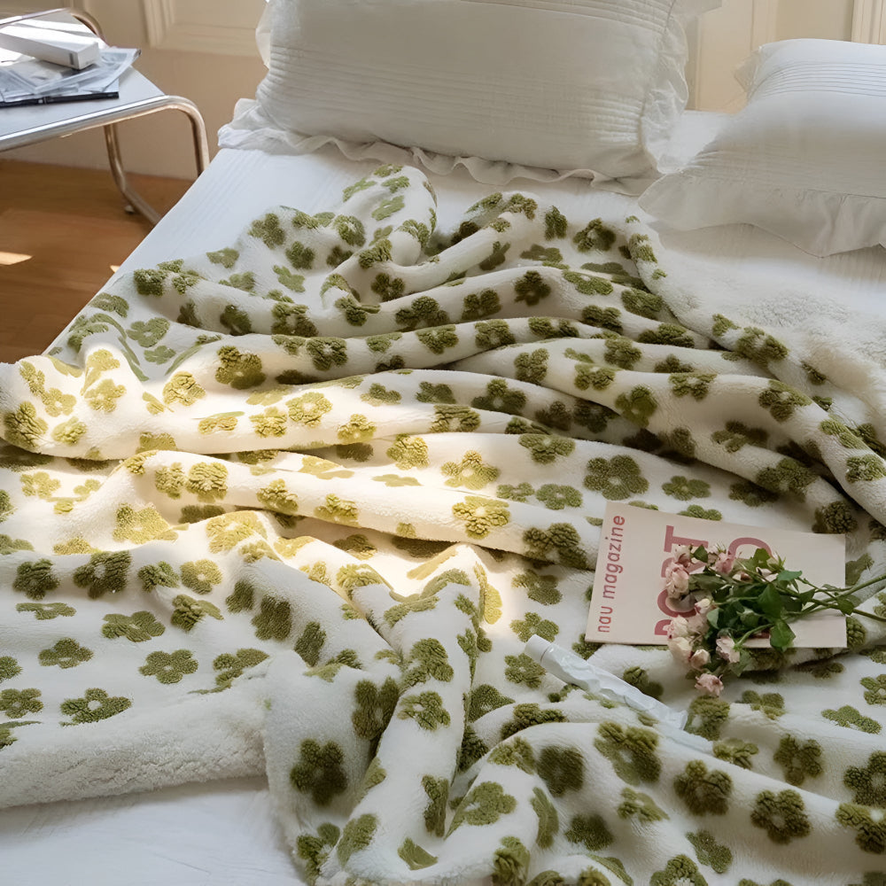 Throw Blanket Plush Microfiber Retro Floral 59x79