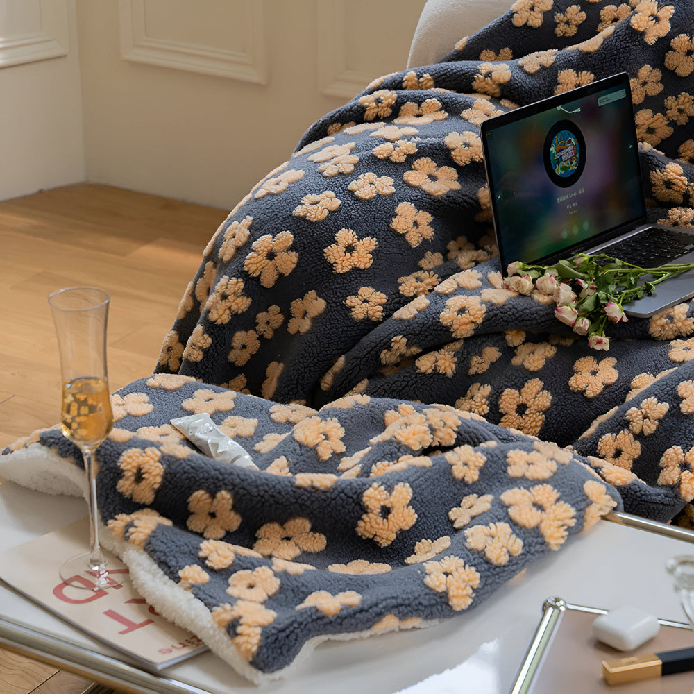 Throw Blanket Plush Microfiber Retro Floral 59x79