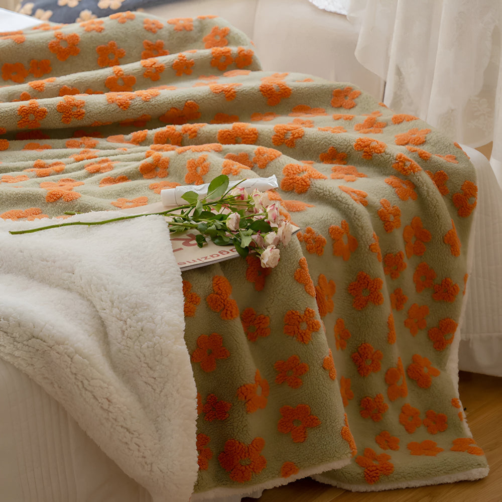 Throw Blanket Plush Microfiber Retro Floral 59x79