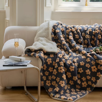 Throw Blanket Plush Microfiber Retro Floral 59x79