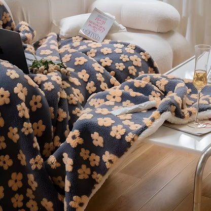Throw Blanket Plush Microfiber Retro Floral 59x79