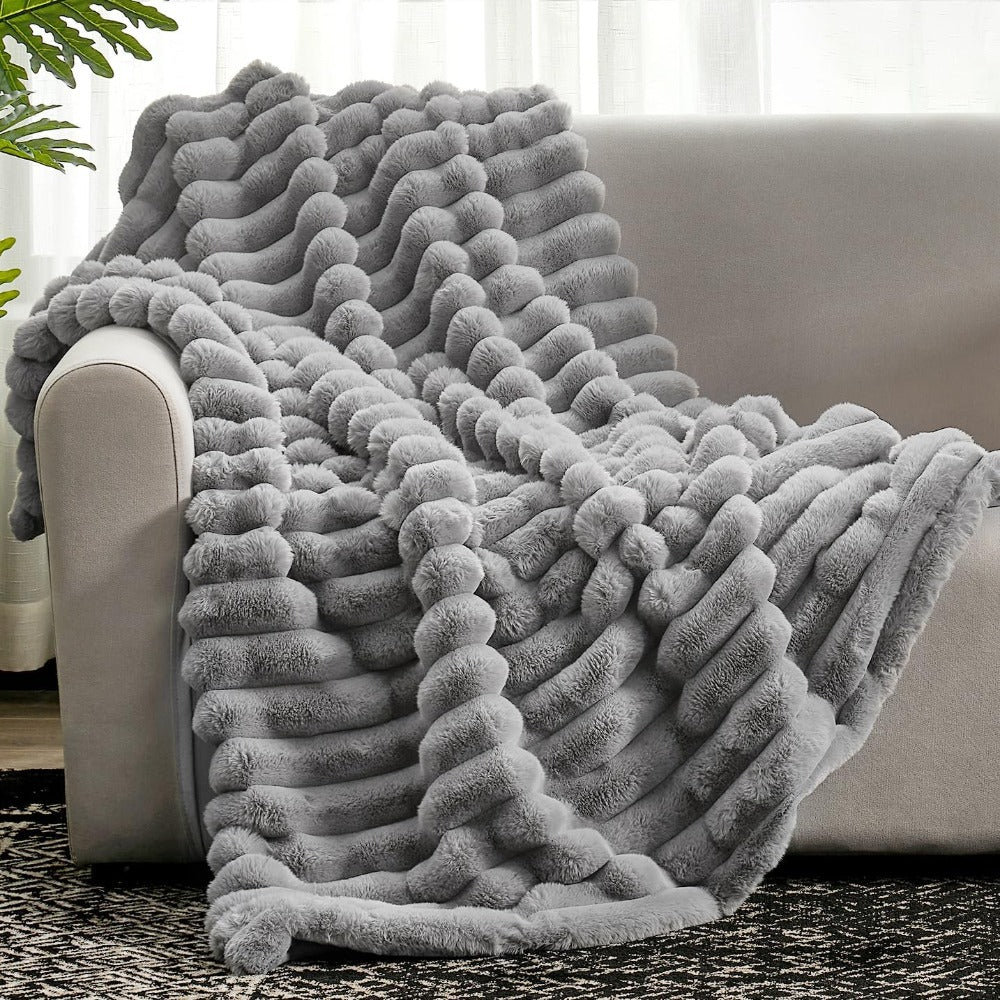 Throw Blanket Plush Ribbed All Season