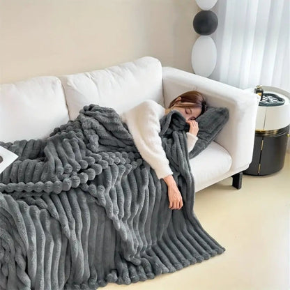 Throw Blanket Plush Ribbed All Season