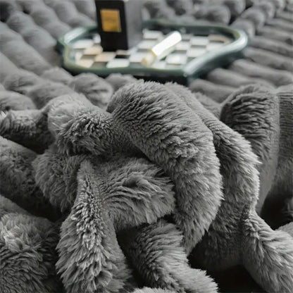 Throw Blanket Plush Ribbed All Season