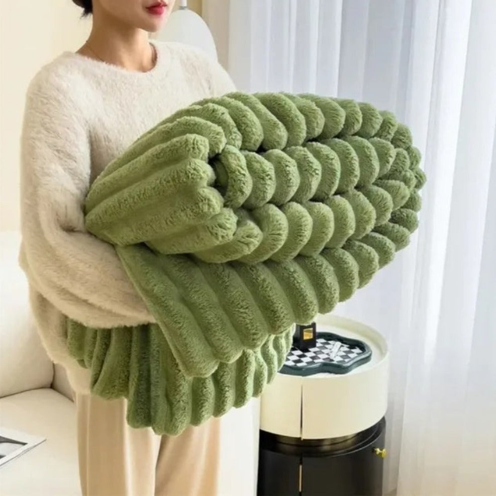 Throw Blanket Plush Ribbed All Season