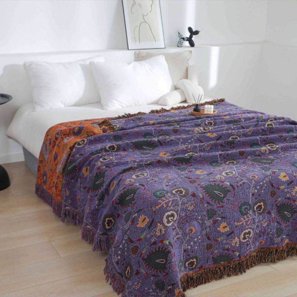 Throw Blanket Pure Cotton Gauze Soft & Breathable Tassel