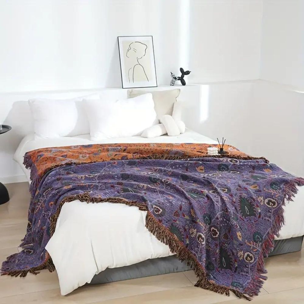 Throw Blanket Pure Cotton Gauze Soft & Breathable Tassel