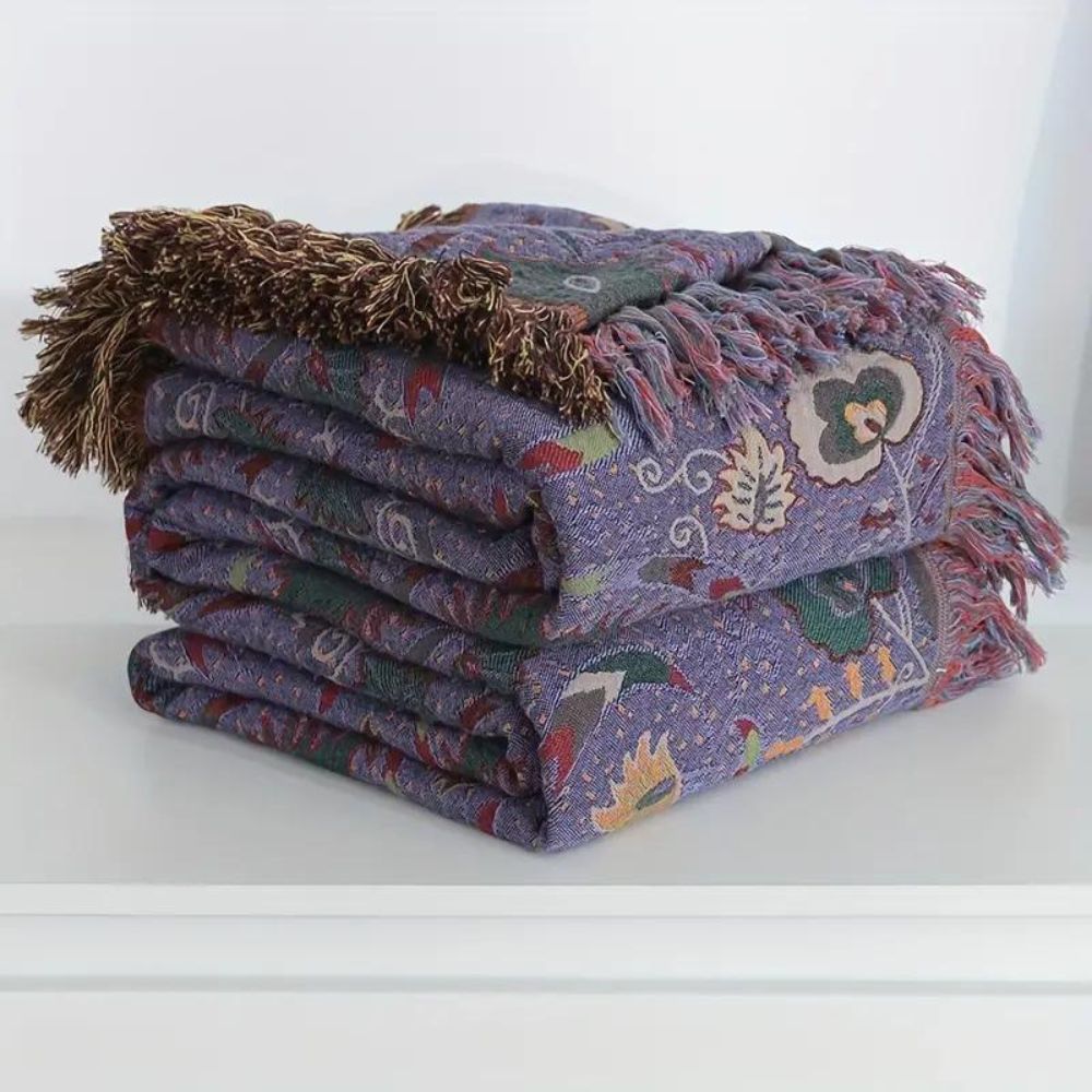 Throw Blanket Pure Cotton Gauze Soft & Breathable Tassel