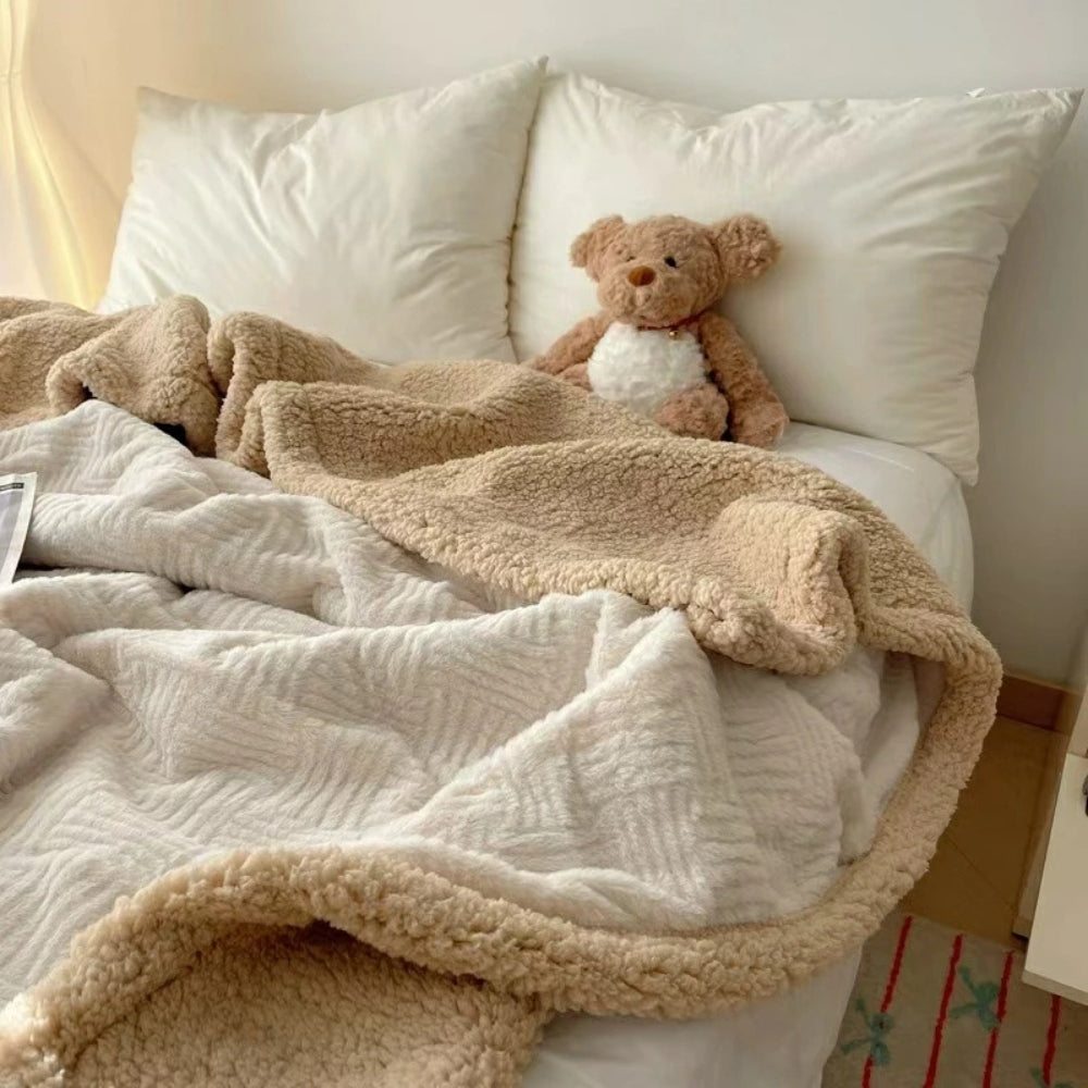 Throw Blanket Rabbit Plush Reversible Machine Washable