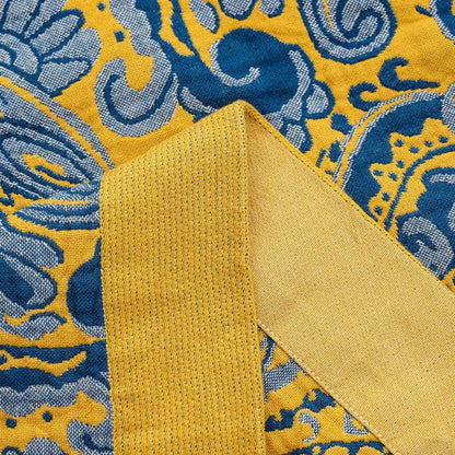 Throw Blanket Retro Azure & Gold 100% Cotton