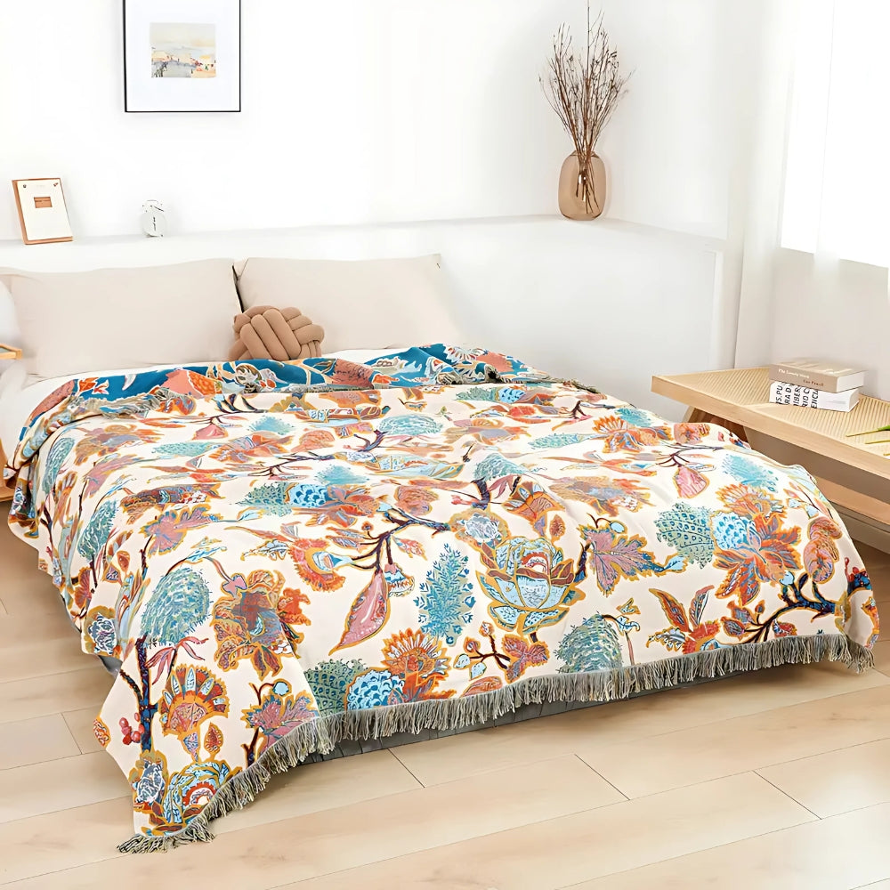 Throw Blanket Reversible 100% Cotton & Machine Washable