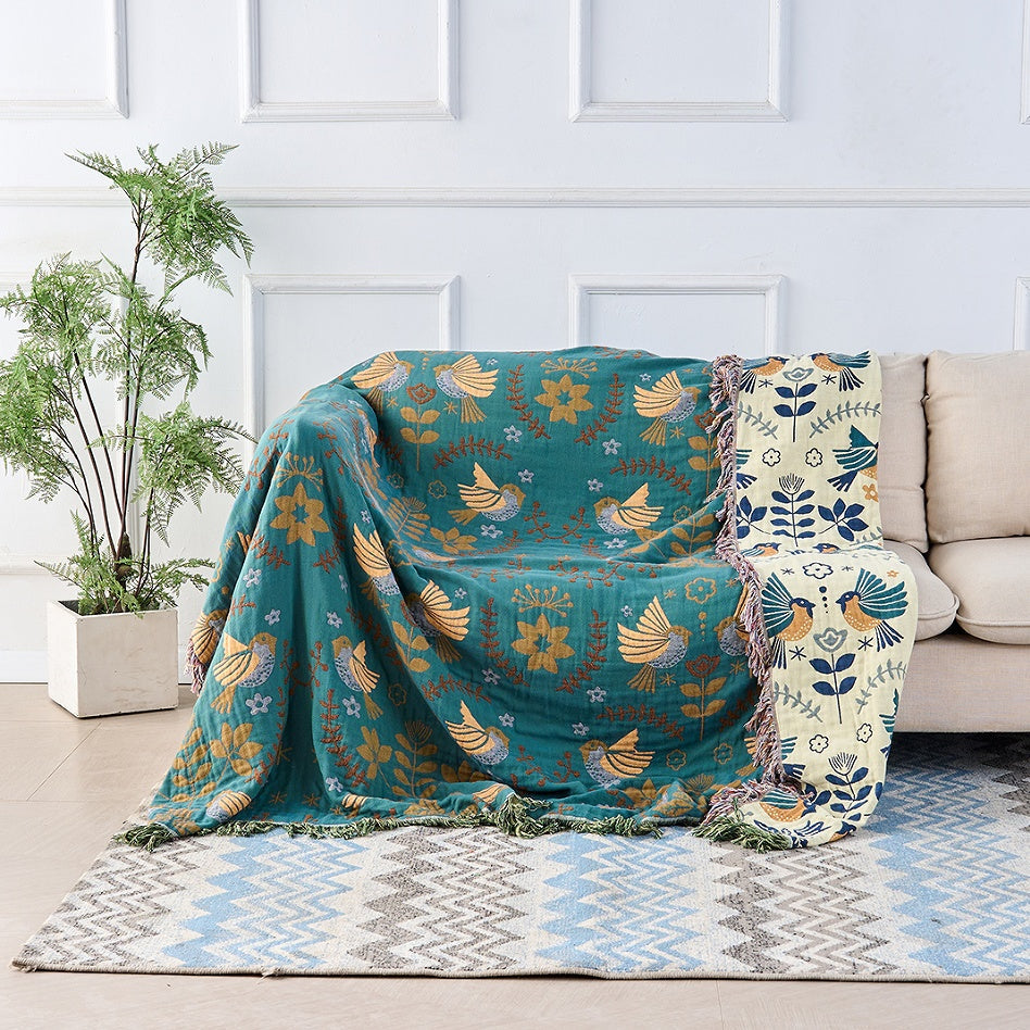 Throw Blanket Reversible 100% Cotton Machine Washable