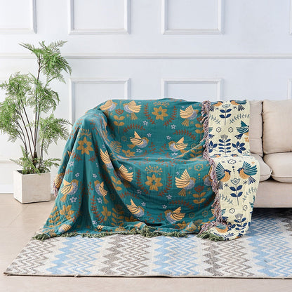 Throw Blanket Reversible 100% Cotton Machine Washable