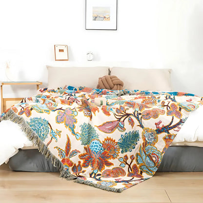 Throw Blanket Reversible 100% Cotton & Machine Washable