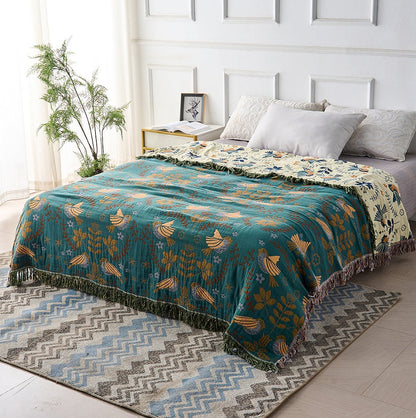 Throw Blanket Reversible 100% Cotton Machine Washable