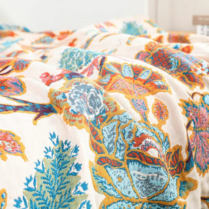 Throw Blanket Reversible 100% Cotton & Machine Washable