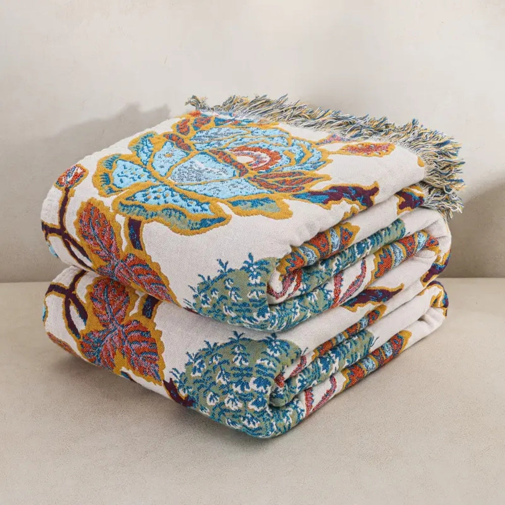 Throw Blanket Reversible 100% Cotton & Machine Washable