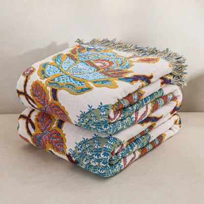 Throw Blanket Reversible 100% Cotton & Machine Washable