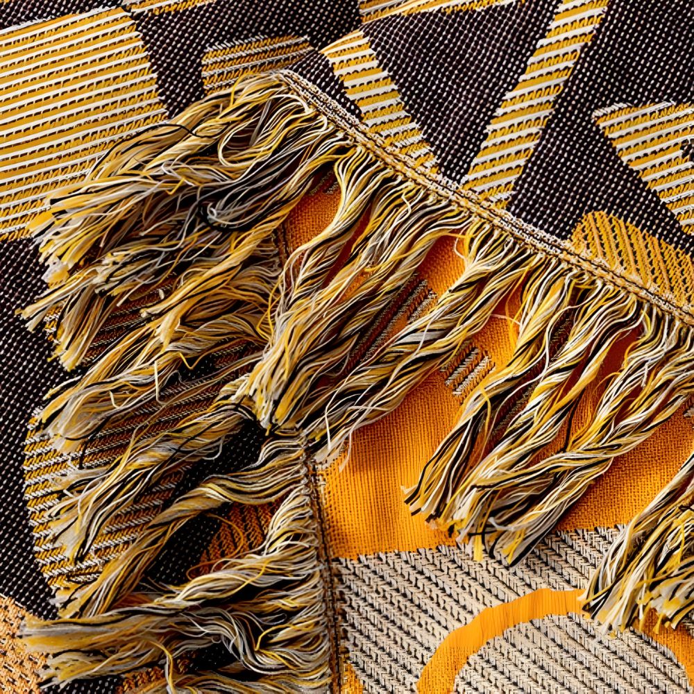 Throw Blanket Reversible 100% Cotton Tassel Fringe