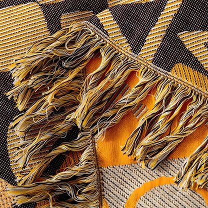 Throw Blanket Reversible 100% Cotton Tassel Fringe