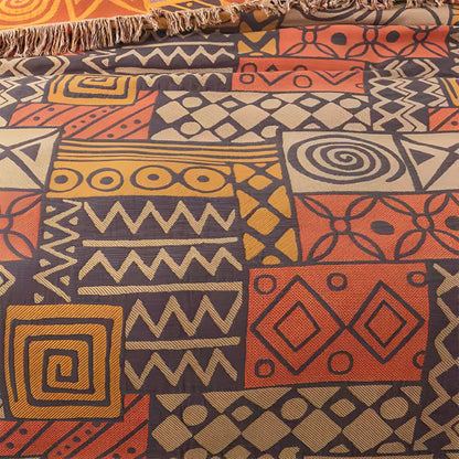 Throw Blanket Reversible 100% Cotton Tassel Fringe