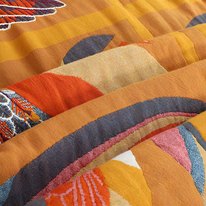 Throw Blanket Reversible Cotton Gauze Tropical Toucan Print