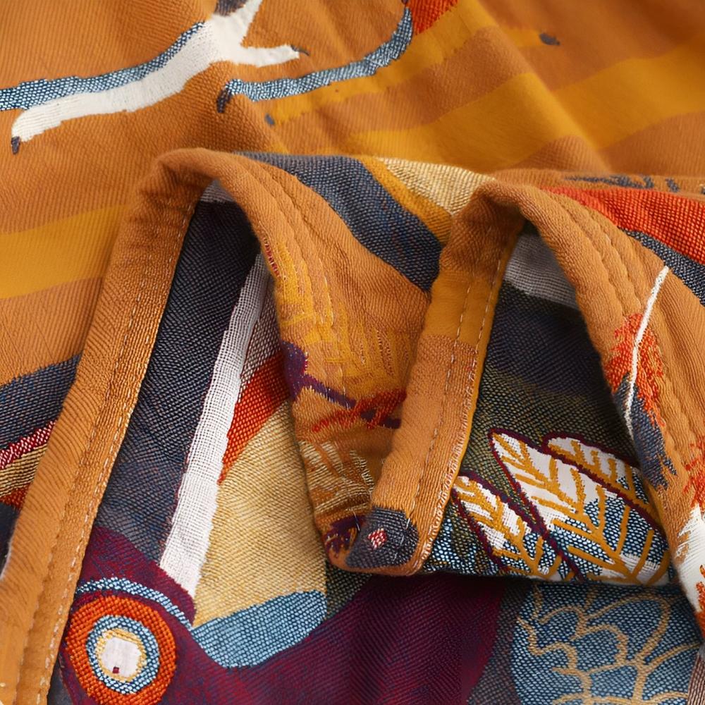 Throw Blanket Reversible Cotton Gauze Tropical Toucan Print