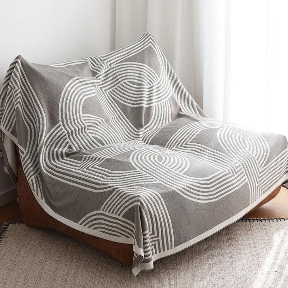 Throw Blanket Reversible Geometric Ultra-Soft Microfiber