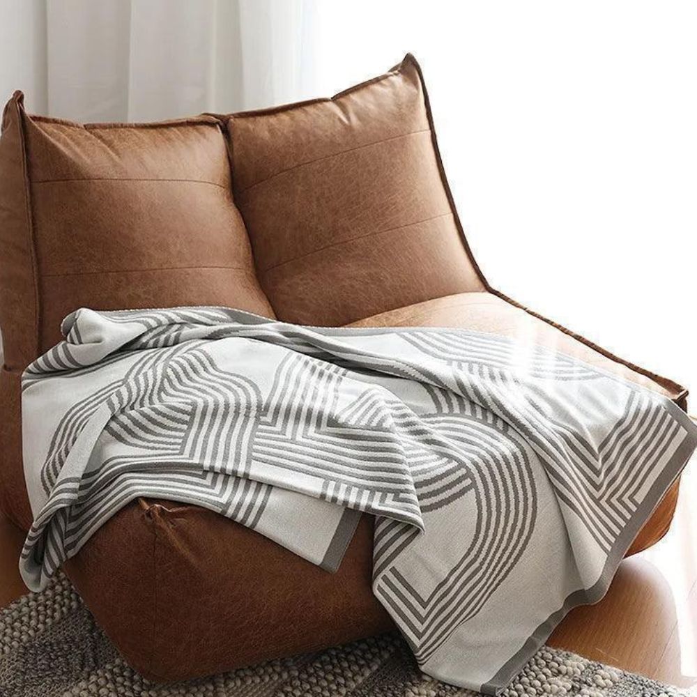Throw Blanket Reversible Geometric Ultra-Soft Microfiber