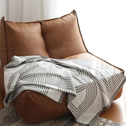 Throw Blanket Reversible Geometric Ultra-Soft Microfiber