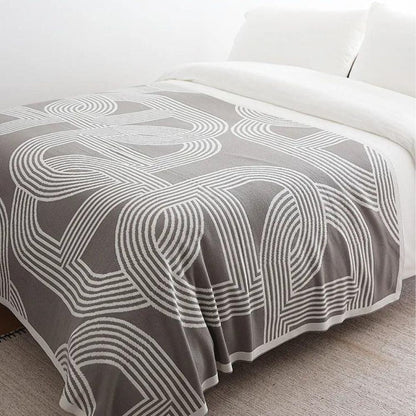Throw Blanket Reversible Geometric Ultra-Soft Microfiber