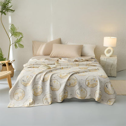 Throw Blanket Reversible Hypoallergenic Cotton Blend