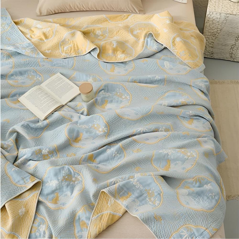 Throw Blanket Reversible Hypoallergenic Cotton Blend