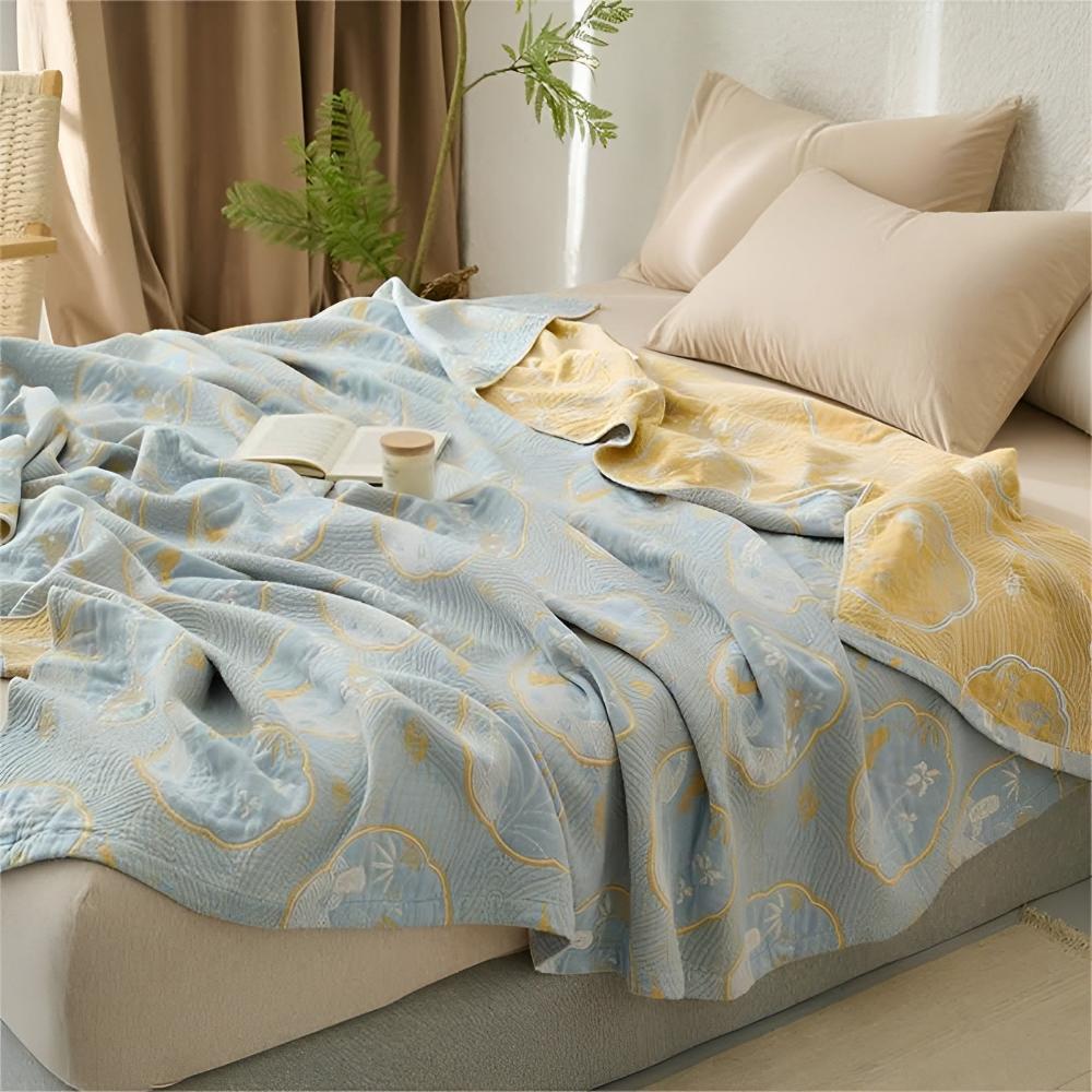 Throw Blanket Reversible Hypoallergenic Cotton Blend
