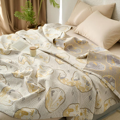 Throw Blanket Reversible Hypoallergenic Cotton Blend